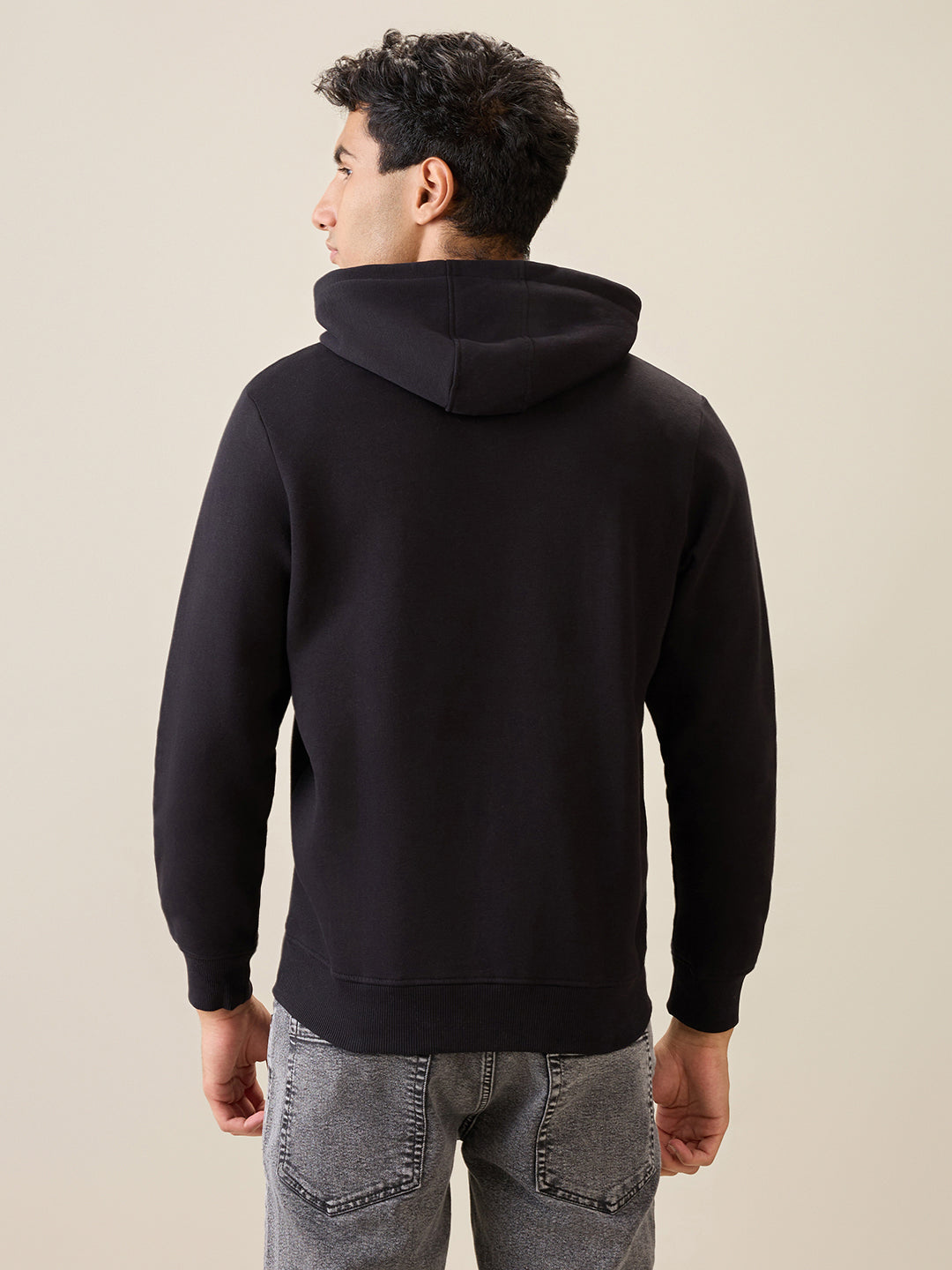 Parx Men Black Solid Regular Fit Cotton Blend Full Sleeve Sweatshirt