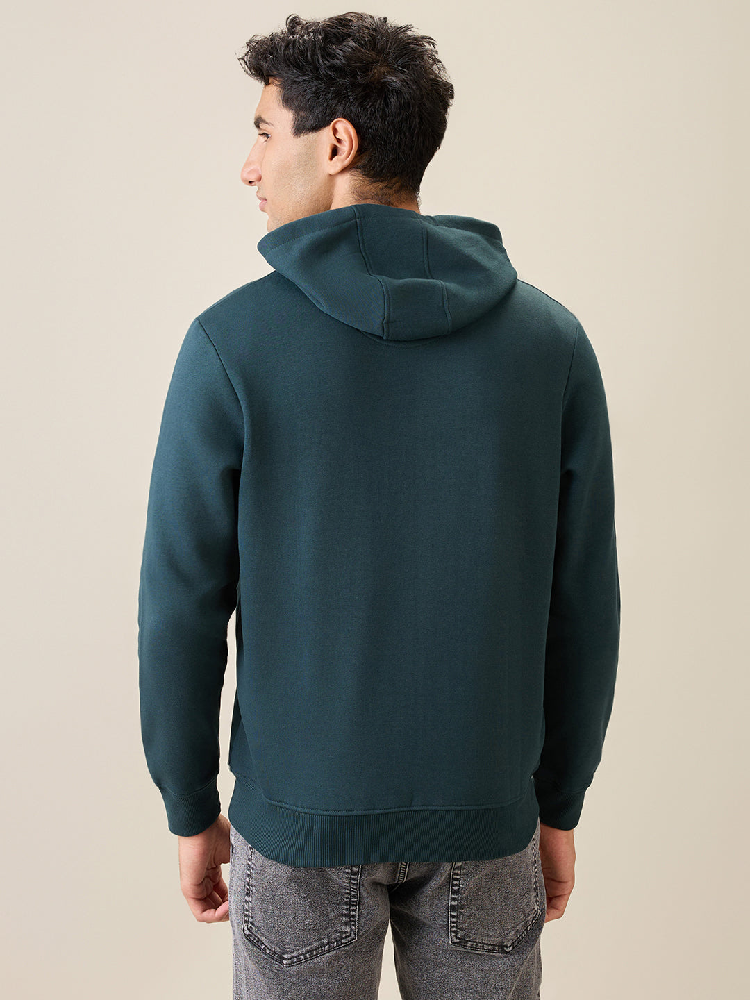 Parx Men Green Solid Regular Fit Cotton Blend Full Sleeve Sweatshirt