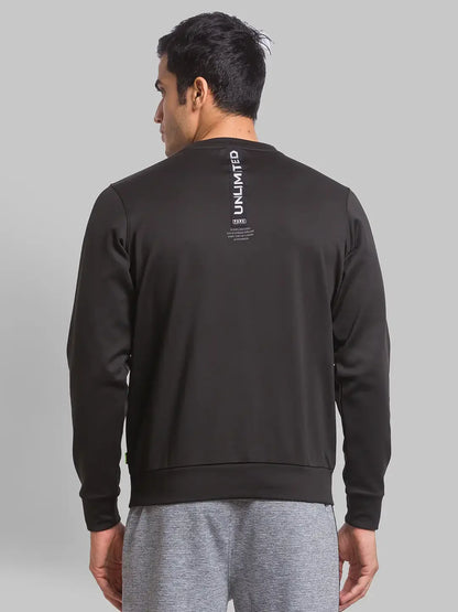 Men Black Regular Fit Graphic Cotton Polyester Blend Sweatshirts