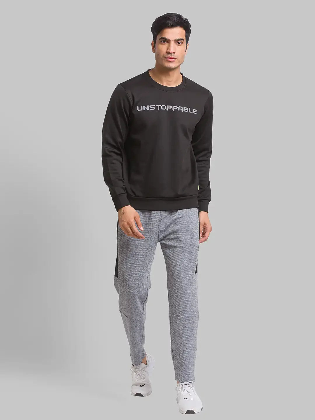 Men Black Regular Fit Graphic Cotton Polyester Blend Sweatshirts