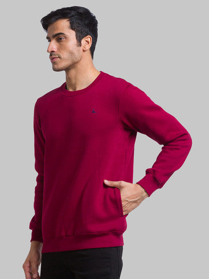 Parx Men Maroon Regular Fit Solid Round Neck Sweatshirt