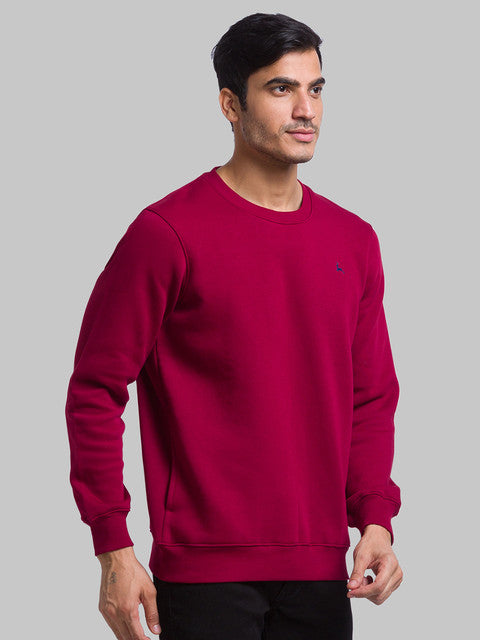 Parx Men Maroon Regular Fit Solid Round Neck Sweatshirt