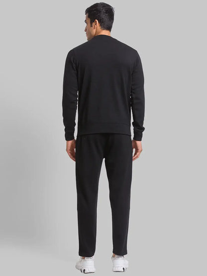 Men Black Regular Fit Cut & Sew Cotton Polyester Blend Sweatshirts