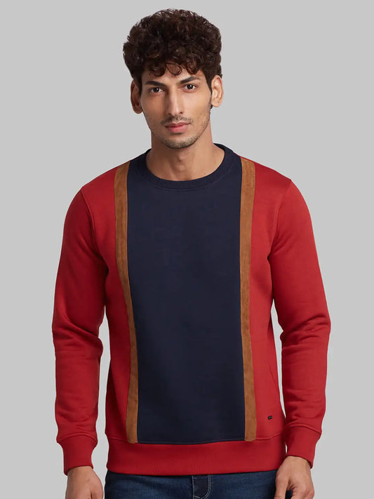 Parx Men Orange Regular Fit Cut & Sew Cotton Blend Sweatshirt