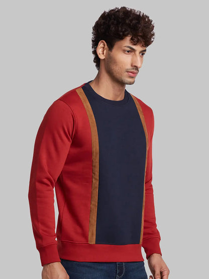 Parx Men Orange Regular Fit Cut & Sew Cotton Blend Sweatshirt