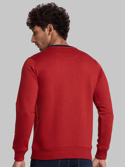 Parx Men Orange Regular Fit Cut & Sew Cotton Blend Sweatshirt