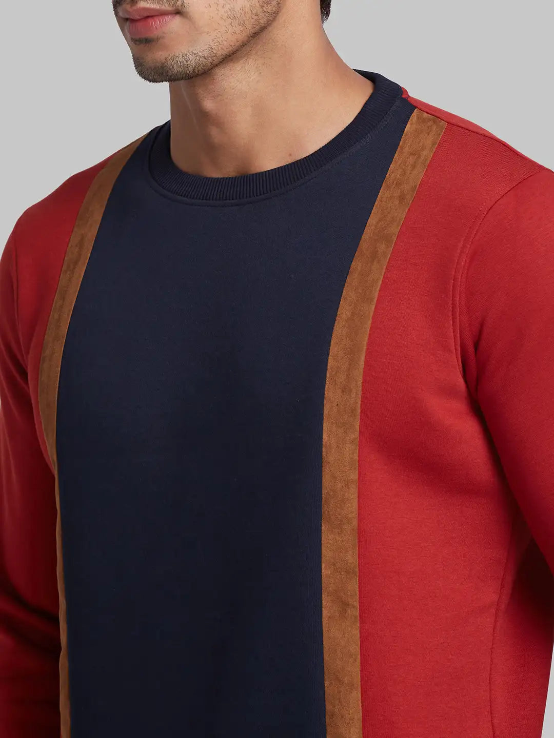 Parx Men Orange Regular Fit Cut & Sew Cotton Blend Sweatshirt