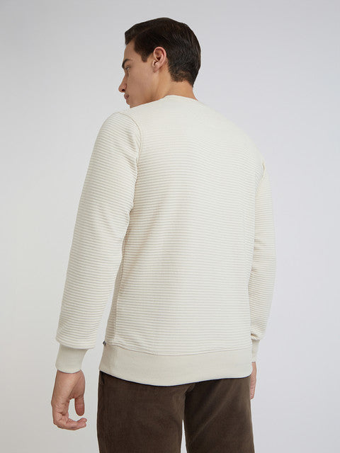 Parx Men White Structure Regular Fit Cotton Sweatshirt