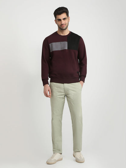 Parx Men Purple Cut & Sew Regular Fit Cotton Blend Full Sleeve Round Neck Collar Sweatshirt