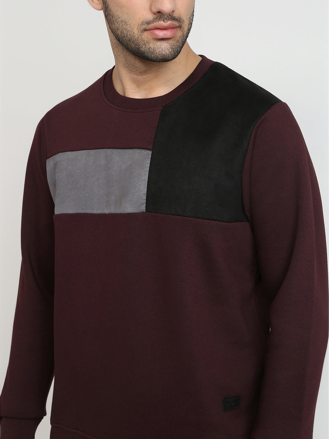 Parx Men Purple Cut & Sew Regular Fit Cotton Blend Full Sleeve Round Neck Collar Sweatshirt