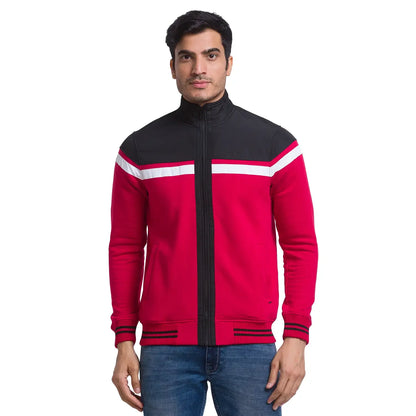Men Red Regular Fit Cut & Sew Cotton Polyester Blend Sweatshirts