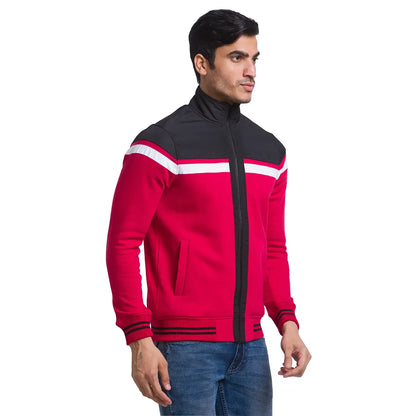Men Red Regular Fit Cut & Sew Cotton Polyester Blend Sweatshirts