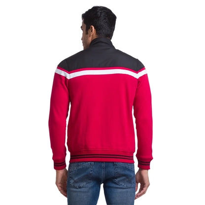 Men Red Regular Fit Cut & Sew Cotton Polyester Blend Sweatshirts