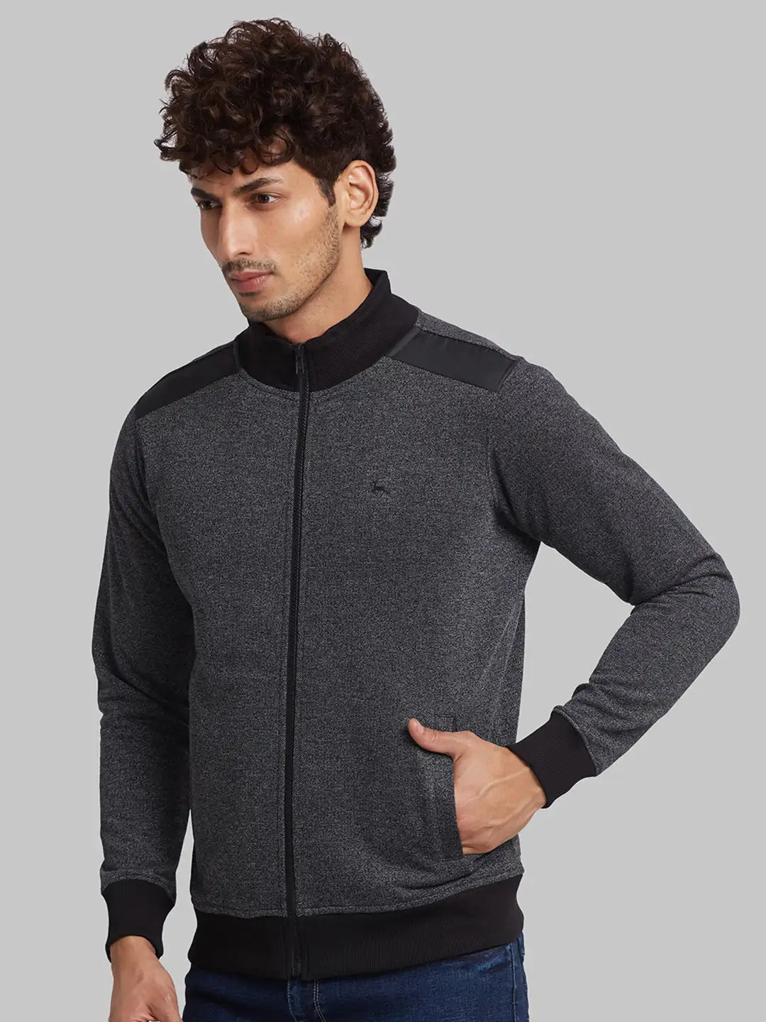 Parx Men Black Regular Fit Solid Cotton Blend Sweatshirt