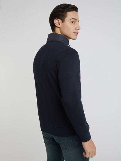 Parx Men Blue Cut & Sew Regular Fit Cotton Blend Sweatshirt