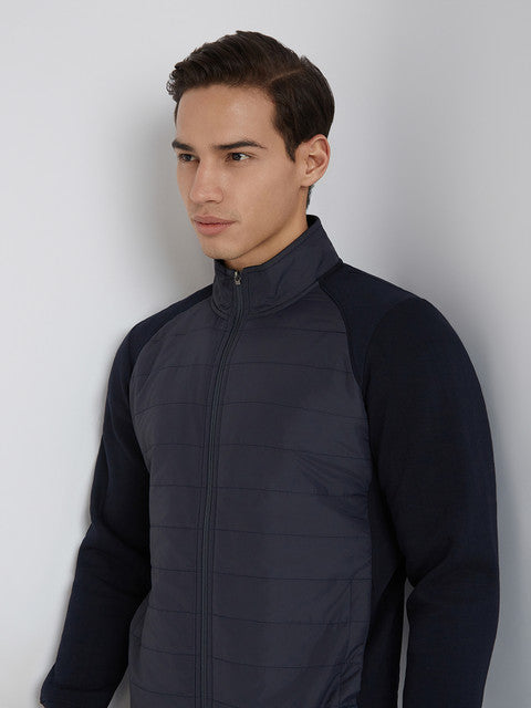 Parx Men Blue Cut & Sew Regular Fit Cotton Blend Sweatshirt