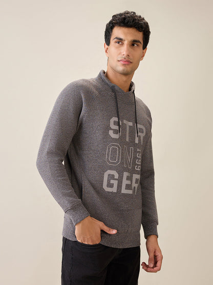 Parx Men Black Printed Regular Fit Cotton Blend Full Sleeve Cowl Neck Collar Sweatshirt