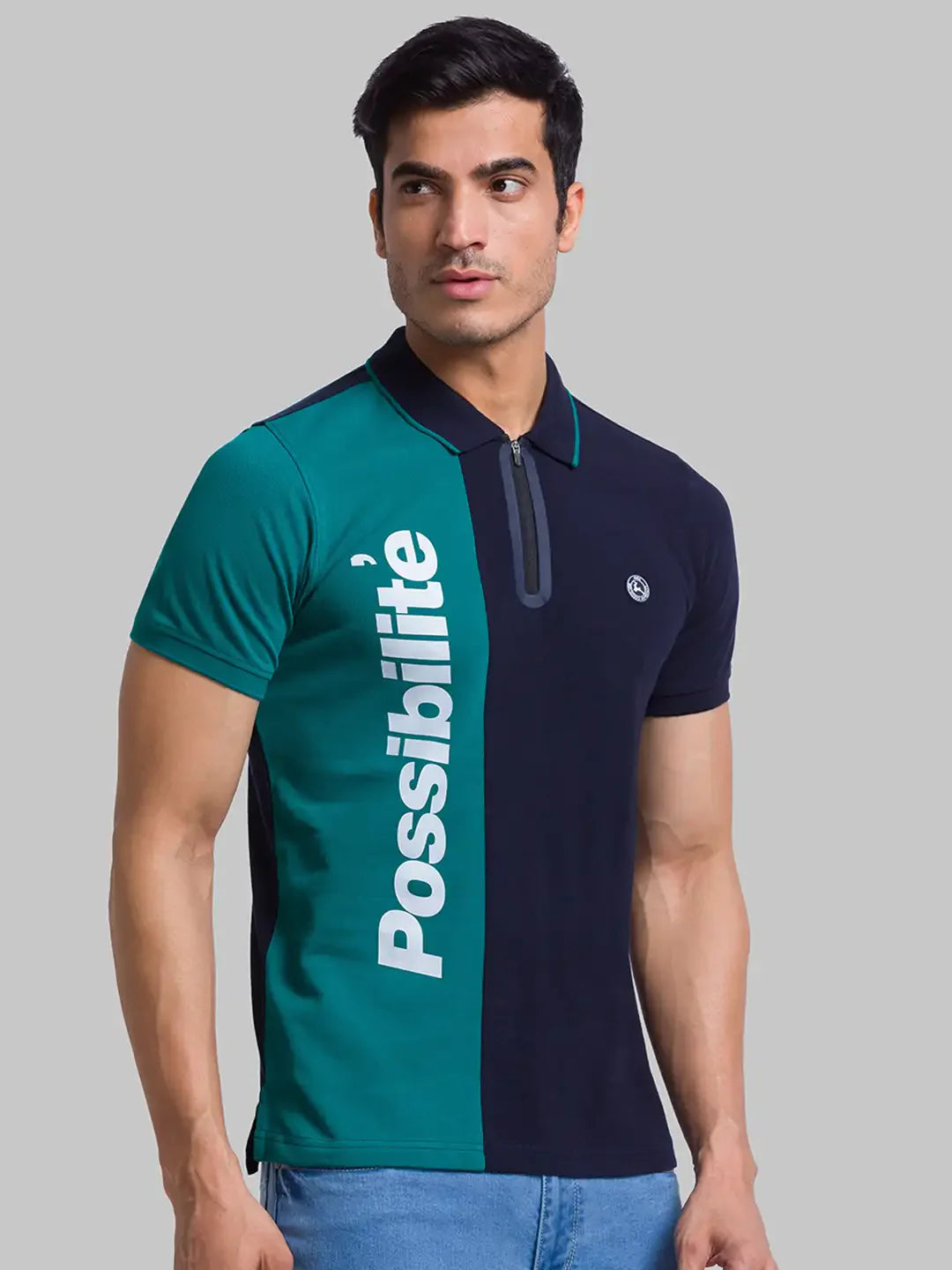 Parx Men Blue Cut & Sew Regular Fit Cotton T-Shirt