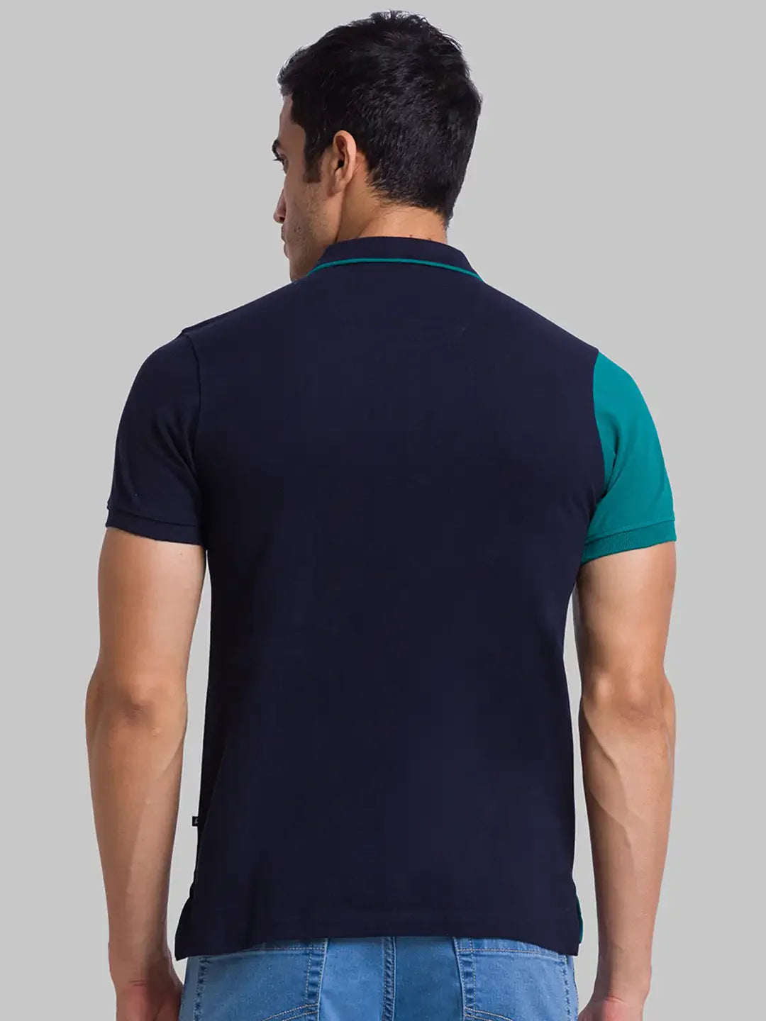 Parx Men Blue Cut & Sew Regular Fit Cotton T-Shirt