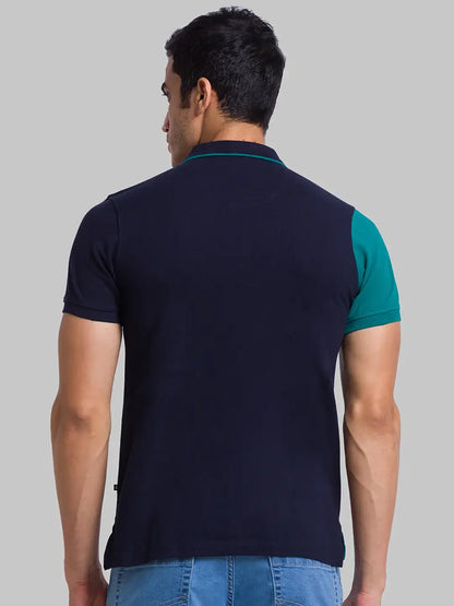 Parx Men Blue Cut & Sew Regular Fit Cotton T-Shirt