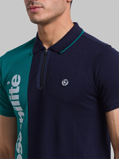 Parx Men Blue Cut & Sew Regular Fit Cotton T-Shirt