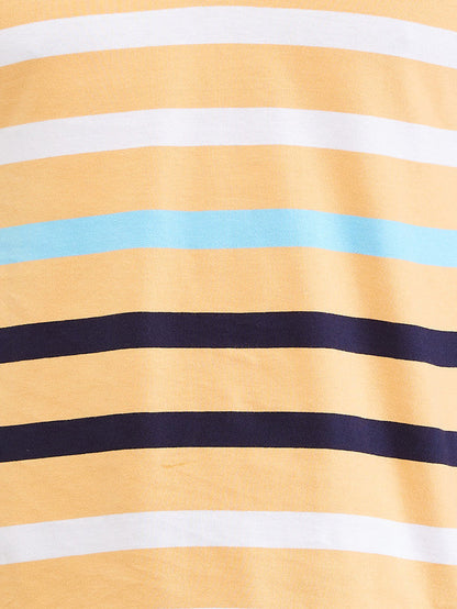 Parx Orange Yarn Dyed Regular Fit Cotton T-Shirt
