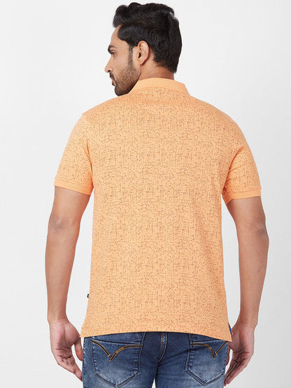 Parx Men Orange Regular Fit Printed Polo Neck T-Shirt