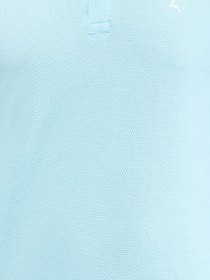 Parx Blue Structure Regular Fit Cotton Blend T-Shirt