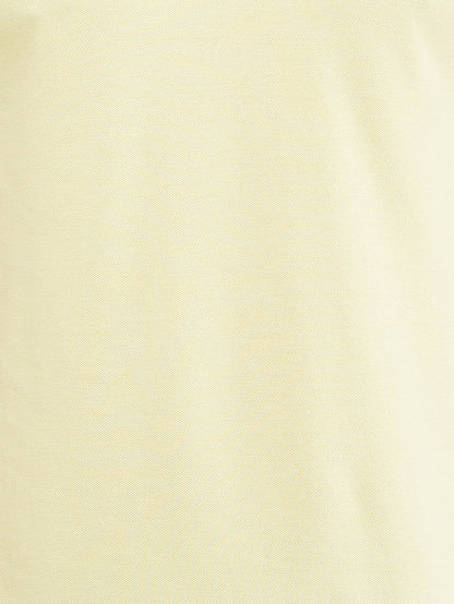 Parx Yellow Solid Regular Fit Cotton Blend T-Shirt