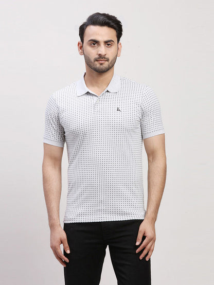 Parx Grey Printed Regular Fit Cotton T-Shirt