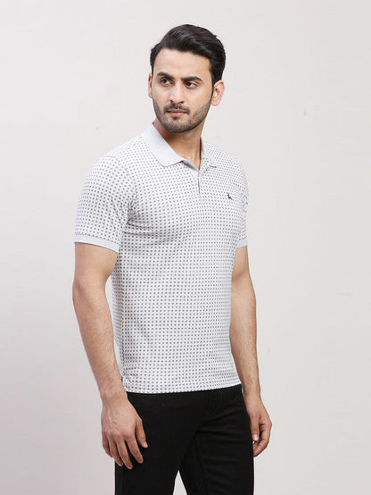 Parx Grey Printed Regular Fit Cotton T-Shirt