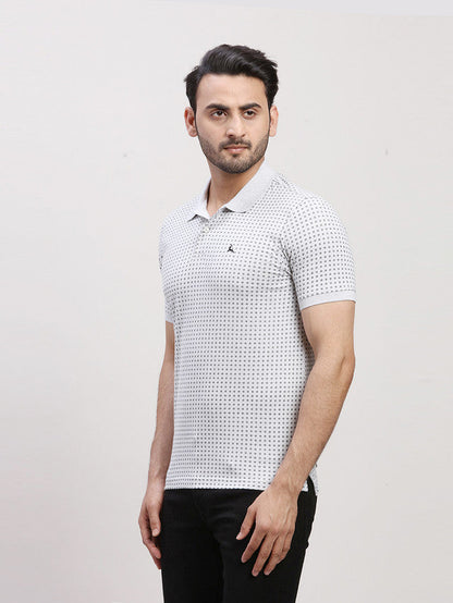Parx Grey Printed Regular Fit Cotton T-Shirt
