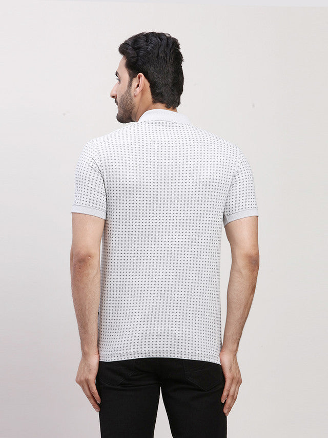 Parx Grey Printed Regular Fit Cotton T-Shirt