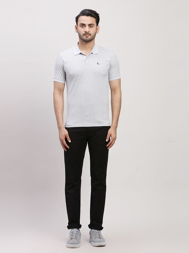 Parx Grey Printed Regular Fit Cotton T-Shirt