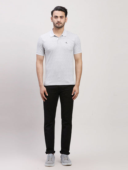 Parx Grey Printed Regular Fit Cotton T-Shirt