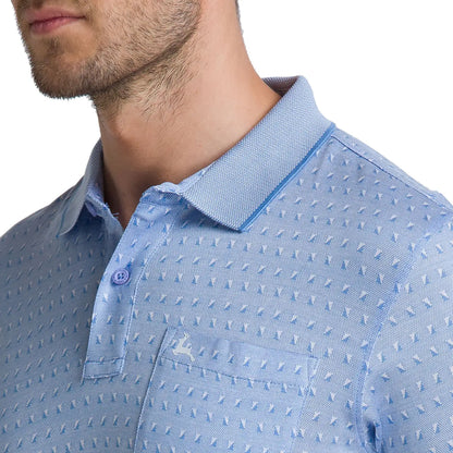 Men Blue Regular Fit Jacquard Cotton Round Neck Collar Polo T-Shirt