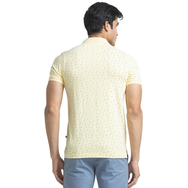 Parx Men Yellow Printed Regular Fit Half Sleeve Polo Neck T-Shirt