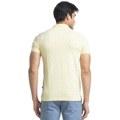 Parx Men Yellow Printed Regular Fit Half Sleeve Polo Neck T-Shirt