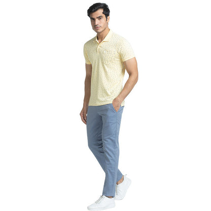 Parx Men Yellow Printed Regular Fit Half Sleeve Polo Neck T-Shirt