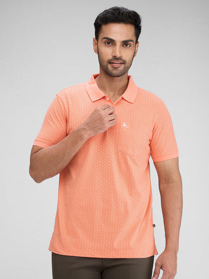 Parx Orange Printed Regular Fit Cotton T-Shirt