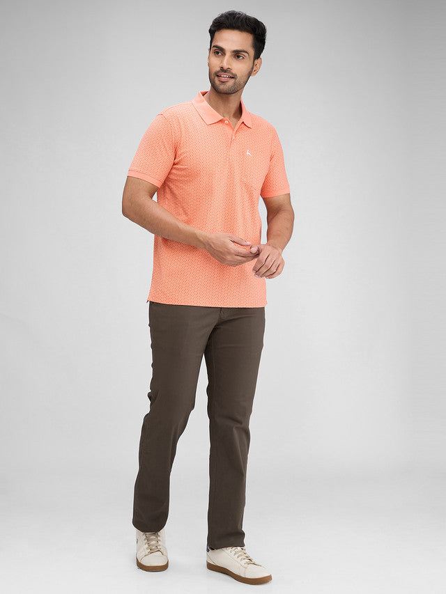 Parx Orange Printed Regular Fit Cotton T-Shirt