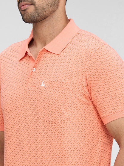 Parx Orange Printed Regular Fit Cotton T-Shirt
