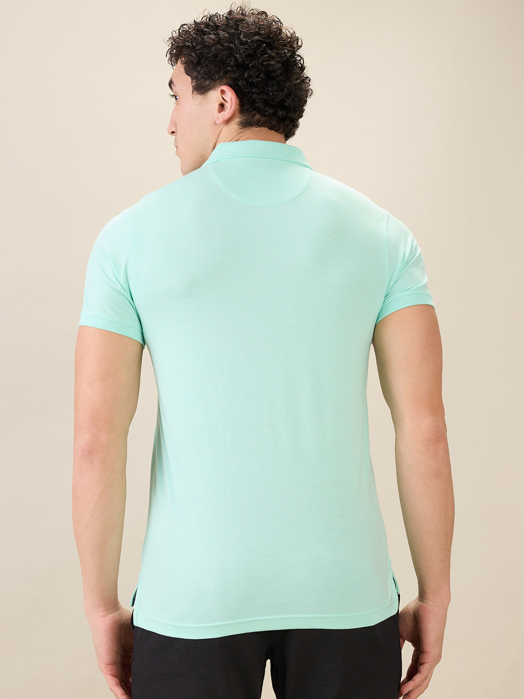 Parx Men Green Solid Regular Fit Cotton Blend Half Sleeve T-Shirt