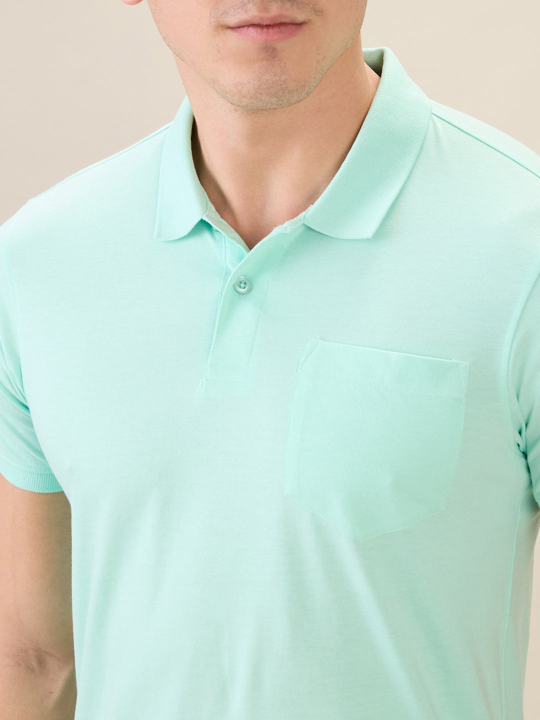 Parx Men Green Solid Regular Fit Cotton Blend Half Sleeve T-Shirt