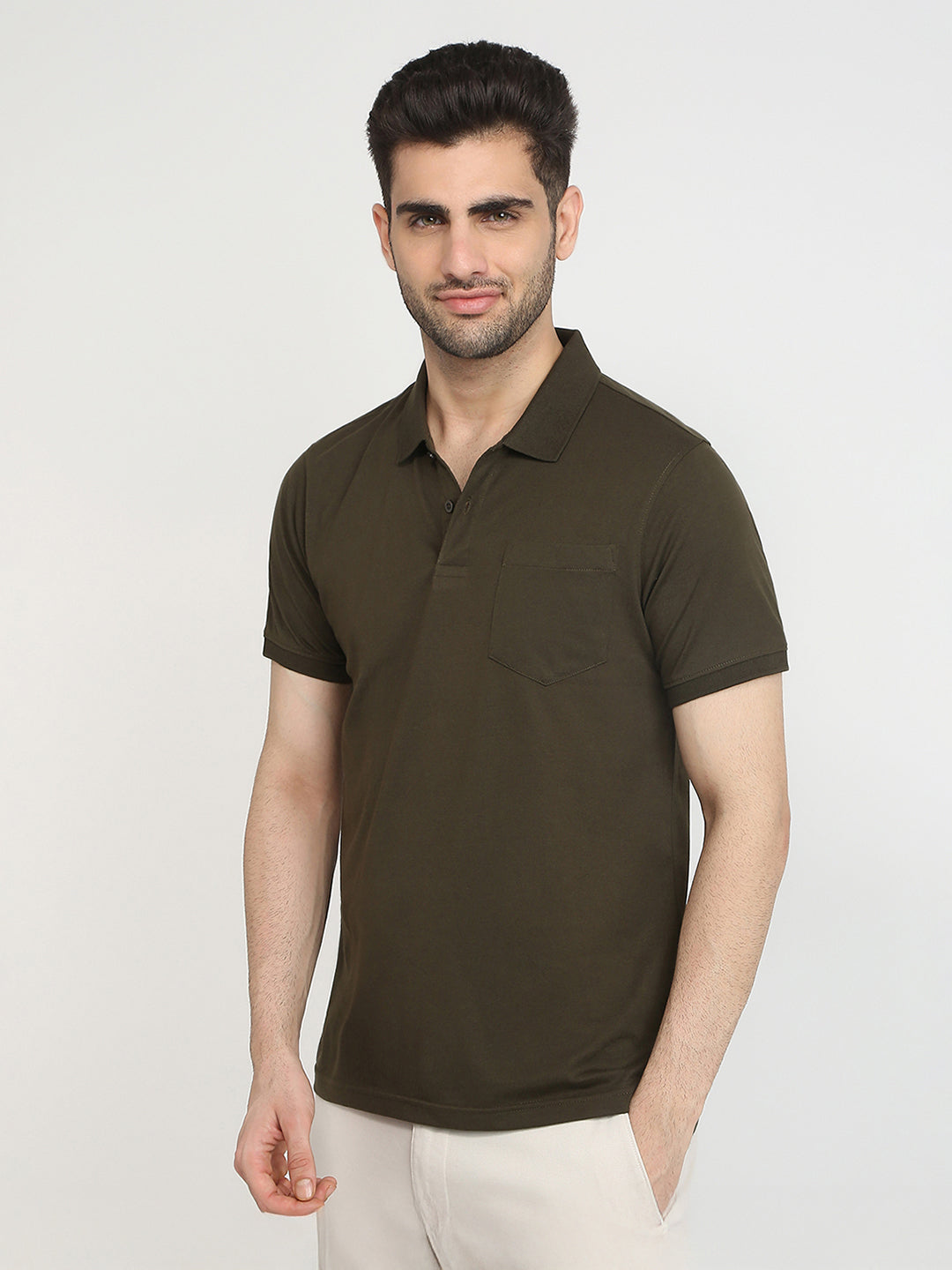 Parx Men Green Solid Regular Fit Cotton Blend T-Shirt