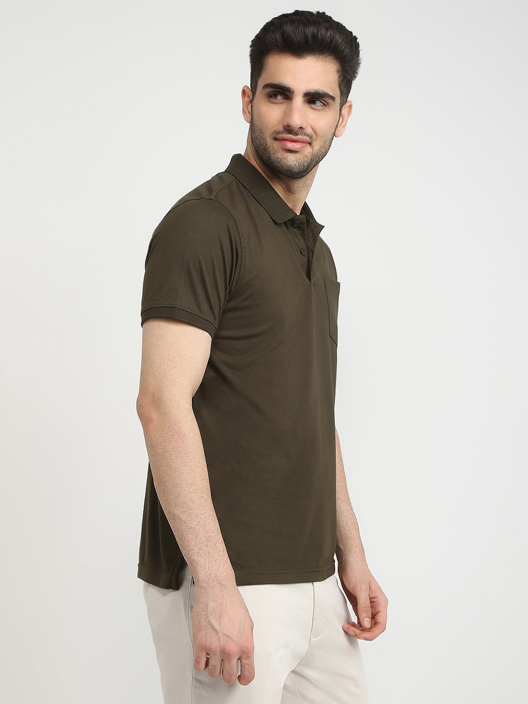 Parx Men Green Solid Regular Fit Cotton Blend T-Shirt