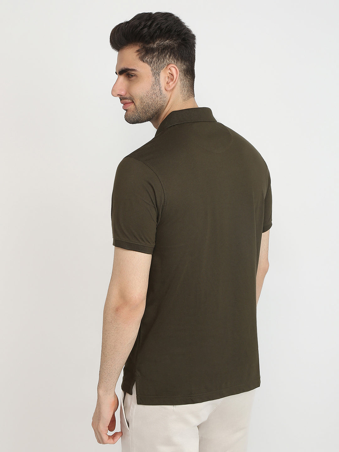 Parx Men Green Solid Regular Fit Cotton Blend T-Shirt