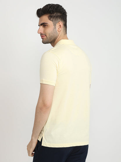 Parx Men Yellow Solid Regular Fit Cotton Blend T-Shirt
