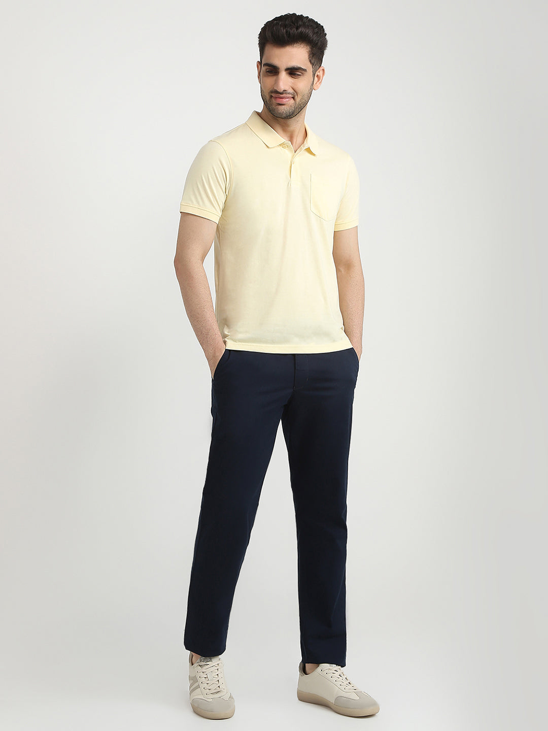 Parx Men Yellow Solid Regular Fit Cotton Blend T-Shirt