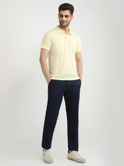 Parx Men Yellow Solid Regular Fit Cotton Blend T-Shirt